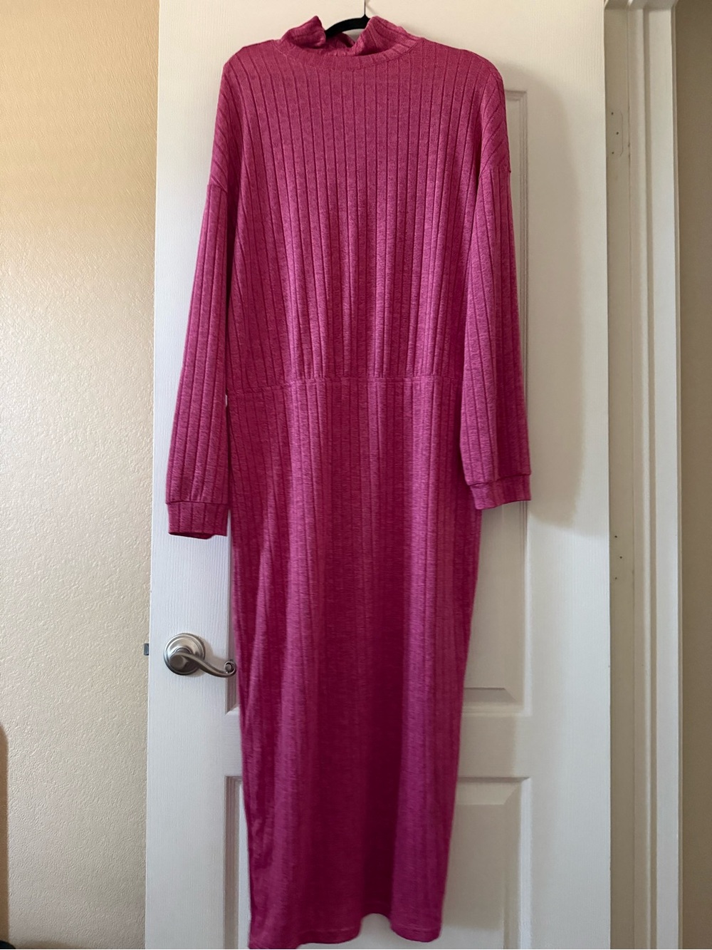 6. NWT XXL Pretty Garden Women's Ribbed Long Sleeve Maxi Dress in Fuchsia